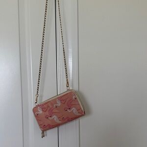 Pink Flamingo Print Crossbody Wallet